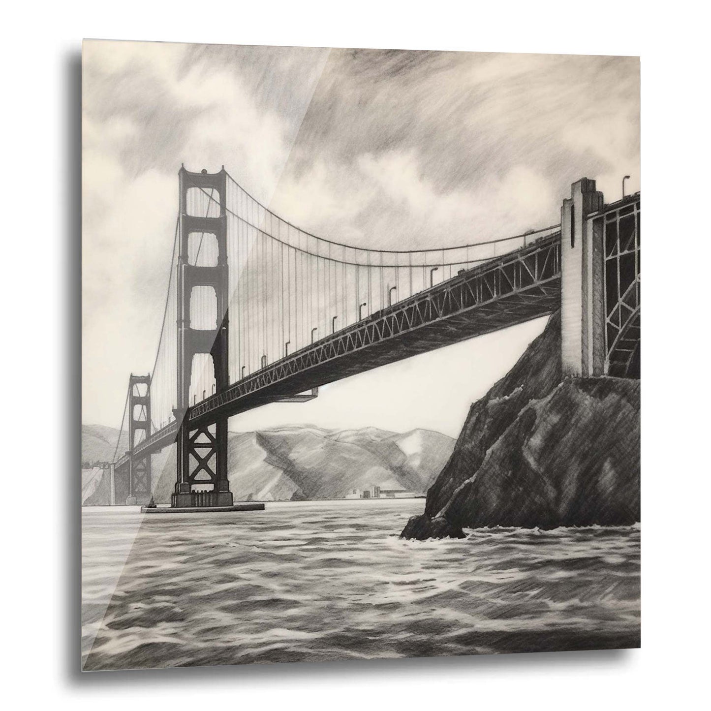 San Fransisco Golden Gate Bridge - Wandbild in der Stilrichtung einer Zeichnung