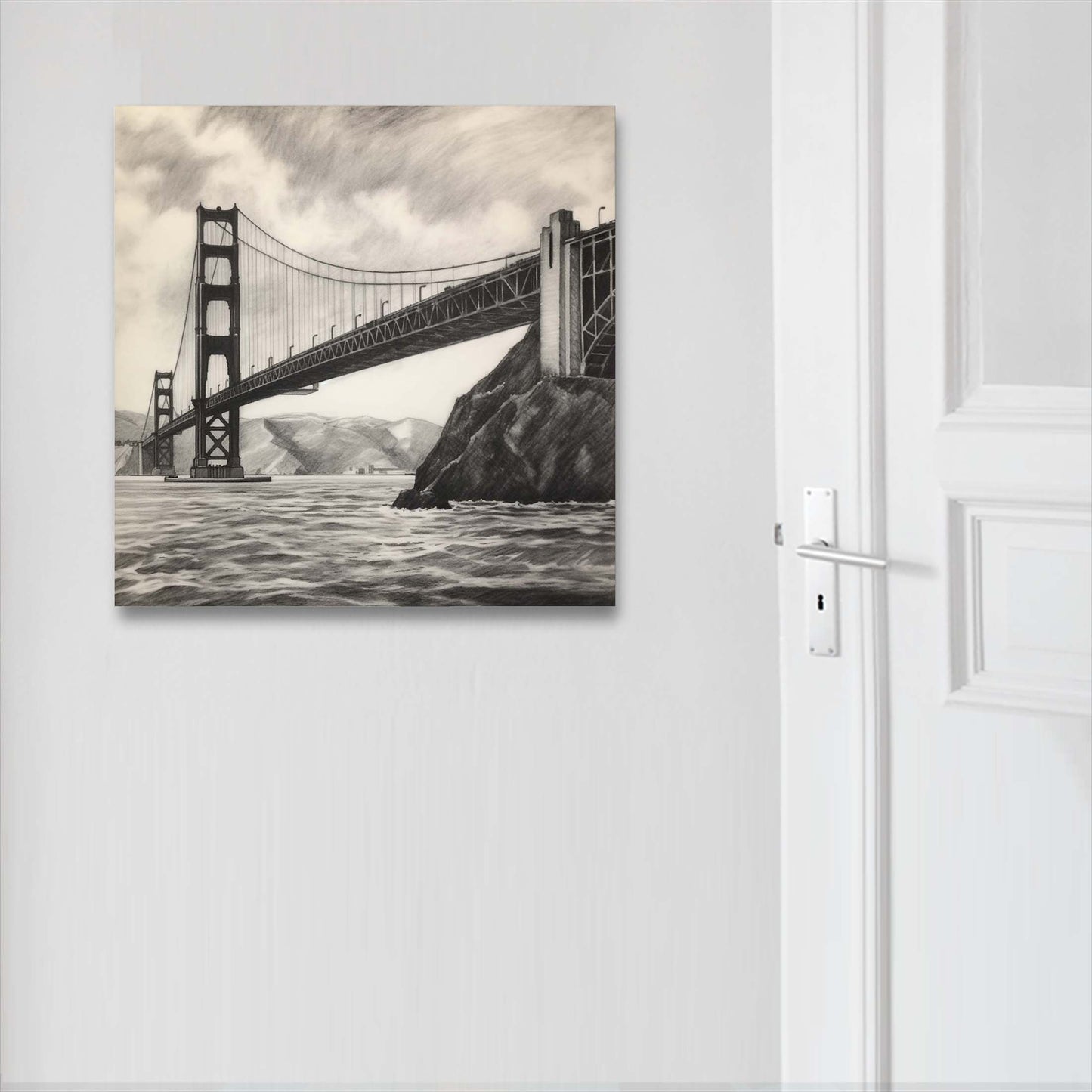 San Fransisco Golden Gate Bridge - Wandbild in der Stilrichtung einer Zeichnung
