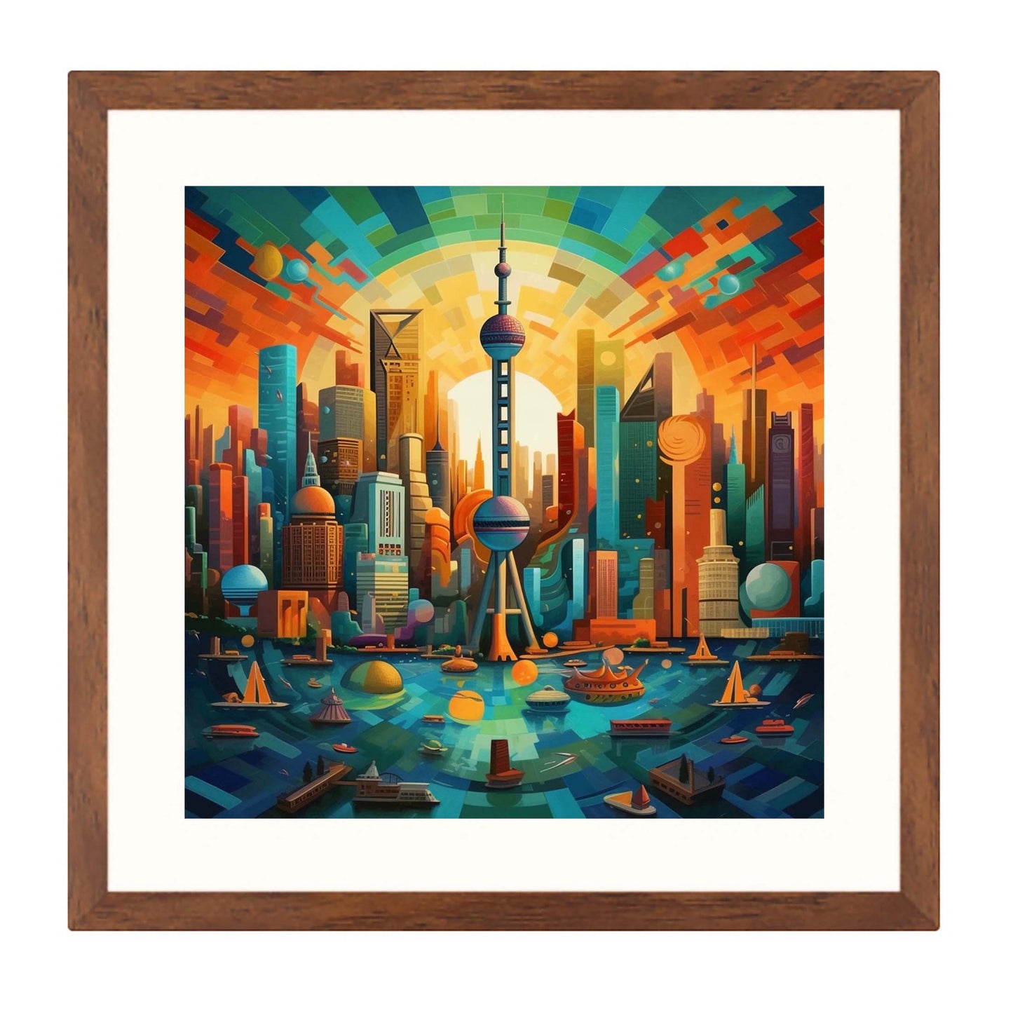 Shanghai Skyline - Wandbild in der Stilrichtung des Futurismus