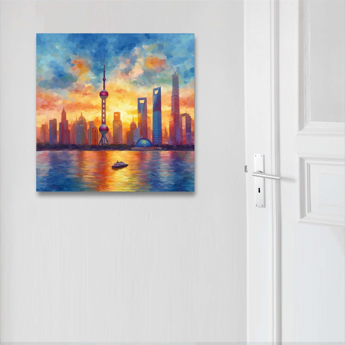 Shanghai Skyline - Wandbild in der Stilrichtung des Impressionismus