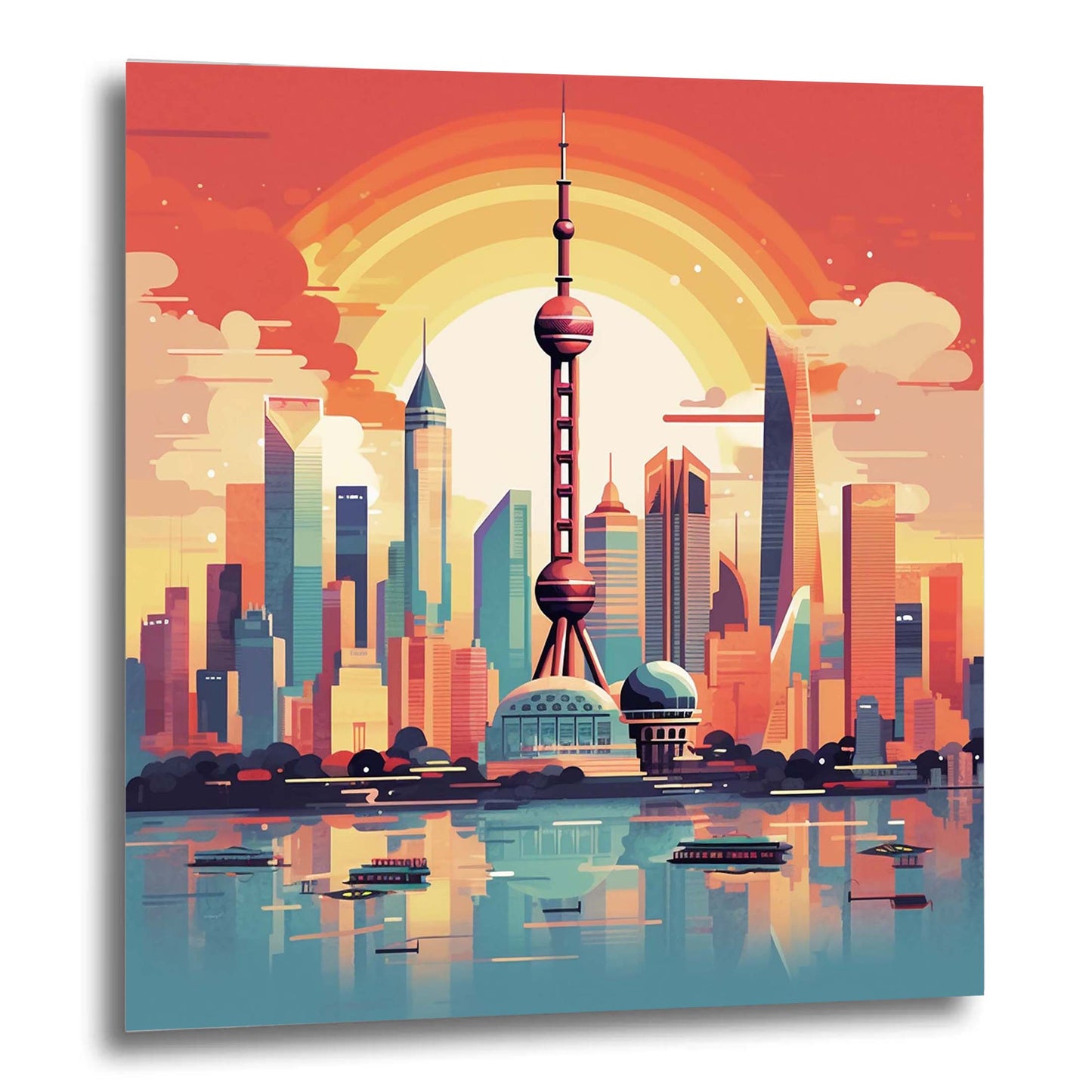 Shanghai Skyline - Wandbild in der Stilrichtung des Minimalismus