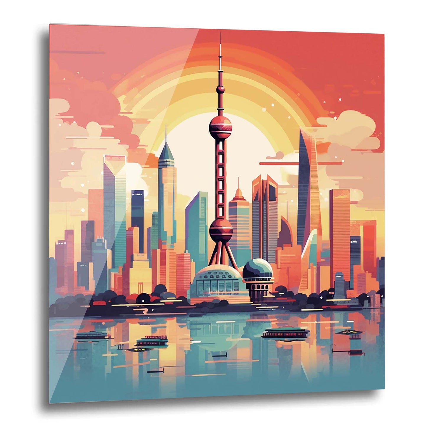 Shanghai Skyline - Wandbild in der Stilrichtung des Minimalismus