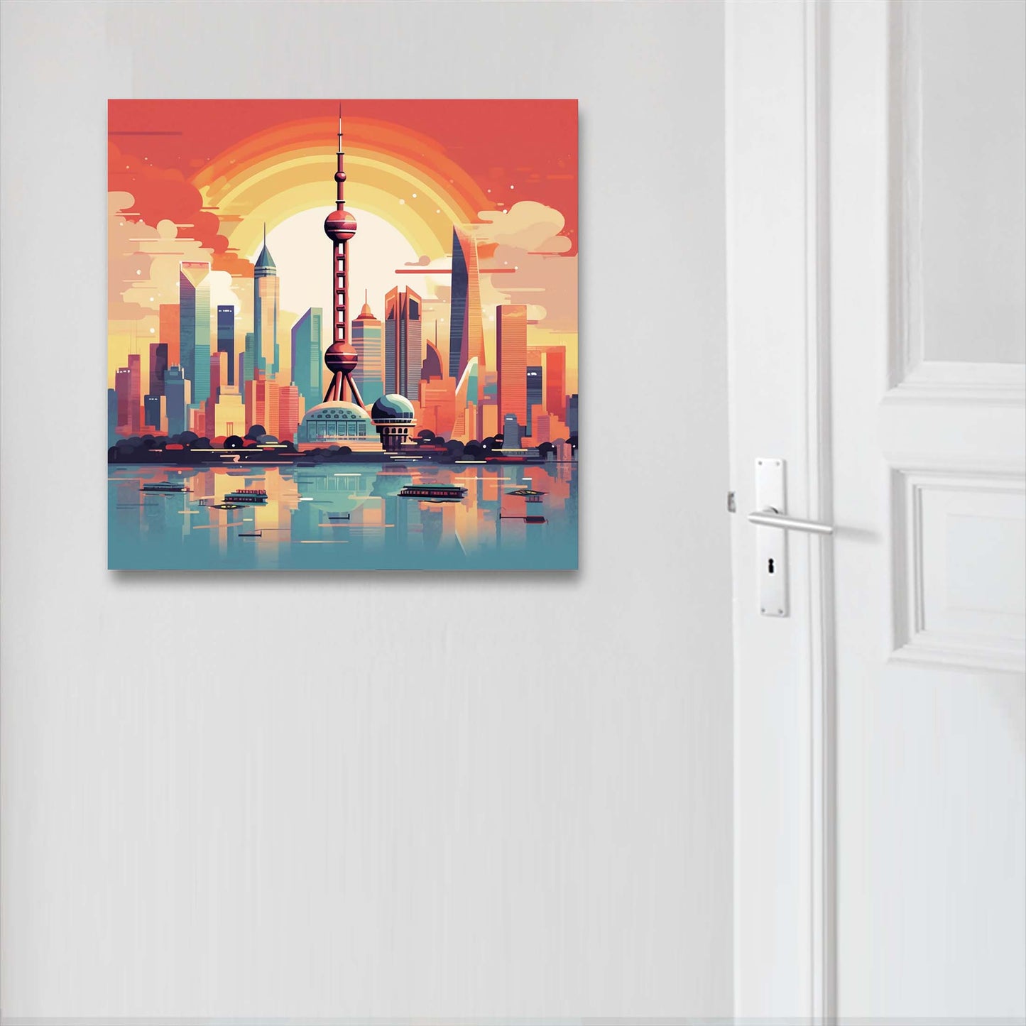 Shanghai Skyline - Wandbild in der Stilrichtung des Minimalismus