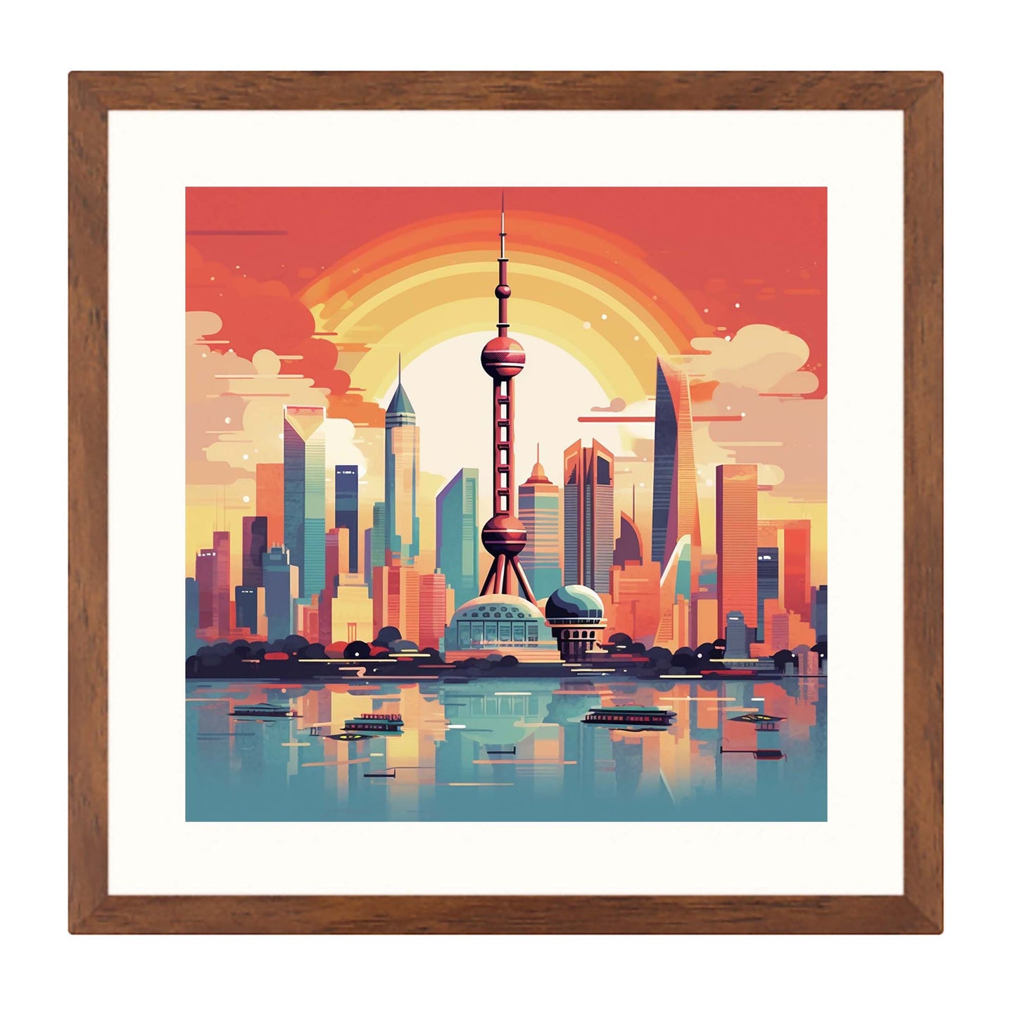 Shanghai Skyline - Wandbild in der Stilrichtung des Minimalismus