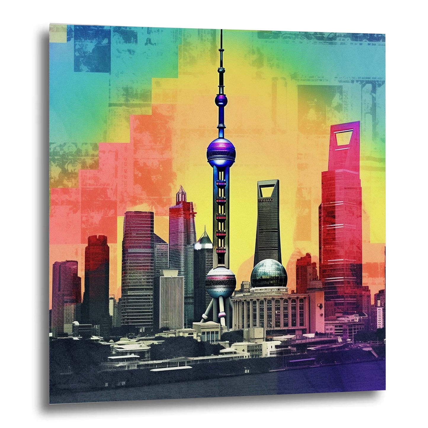 Shanghai Skyline - Wandbild in der Stilrichtung der Pop-Art