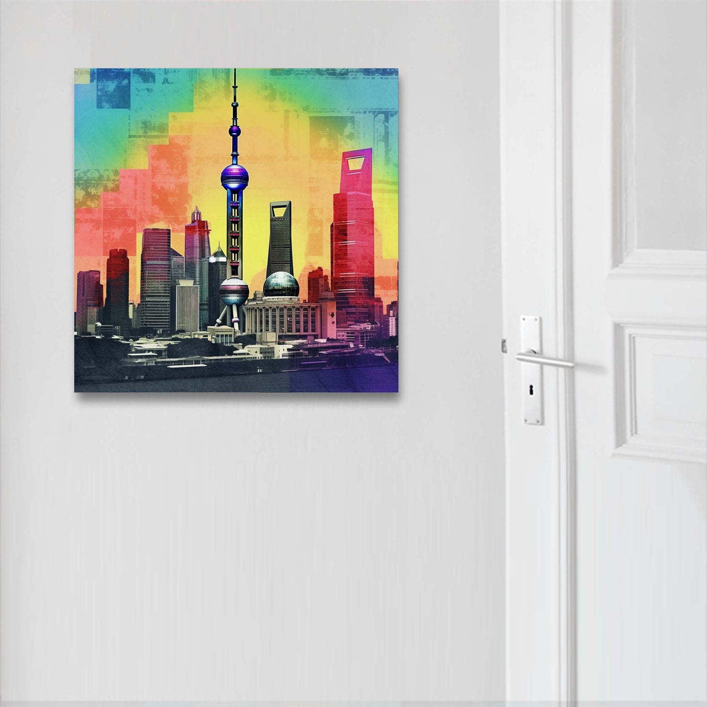 Shanghai Skyline - Wandbild in der Stilrichtung der Pop-Art