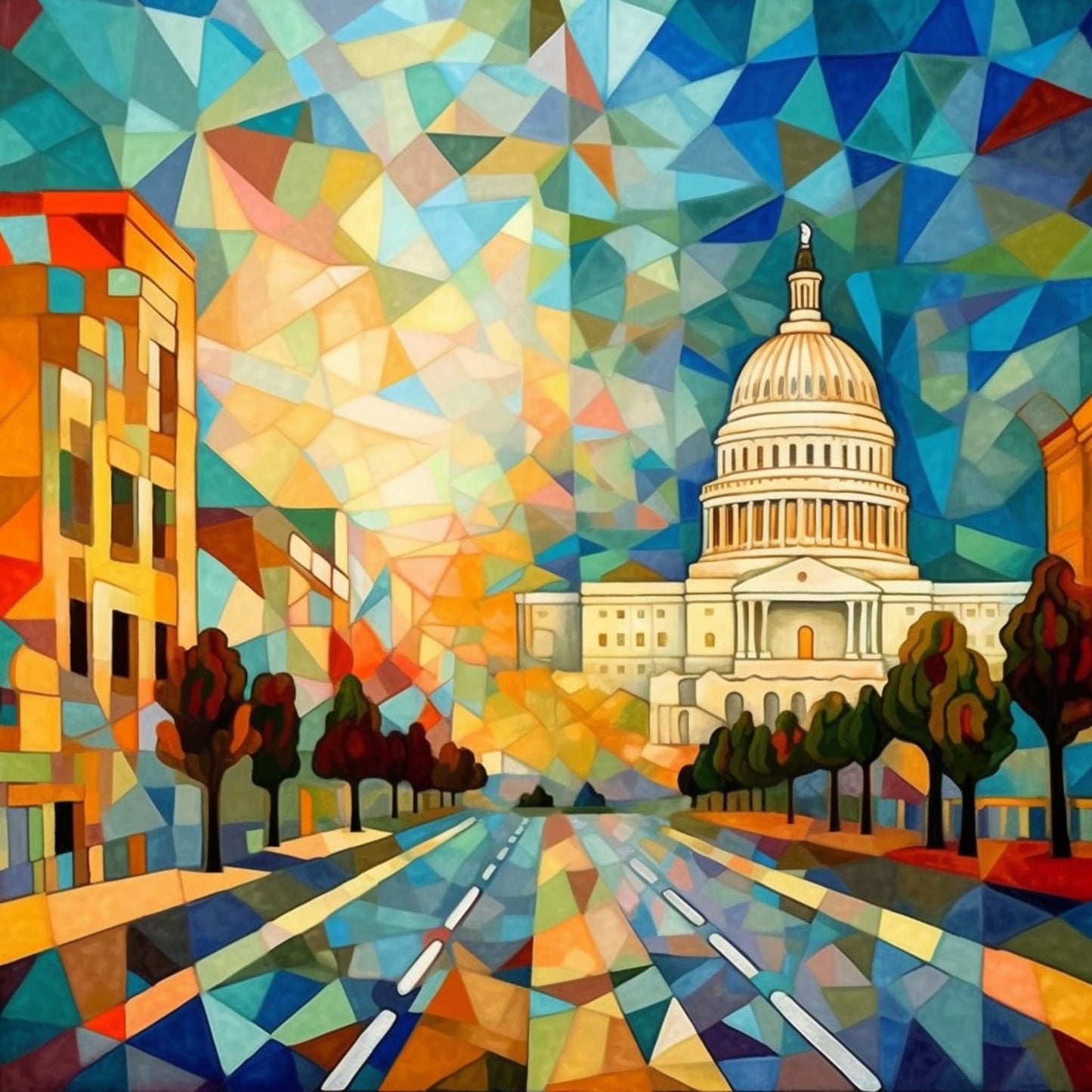 Washington Kapitol - Wandbild in der Stilrichtung des Expressionismus