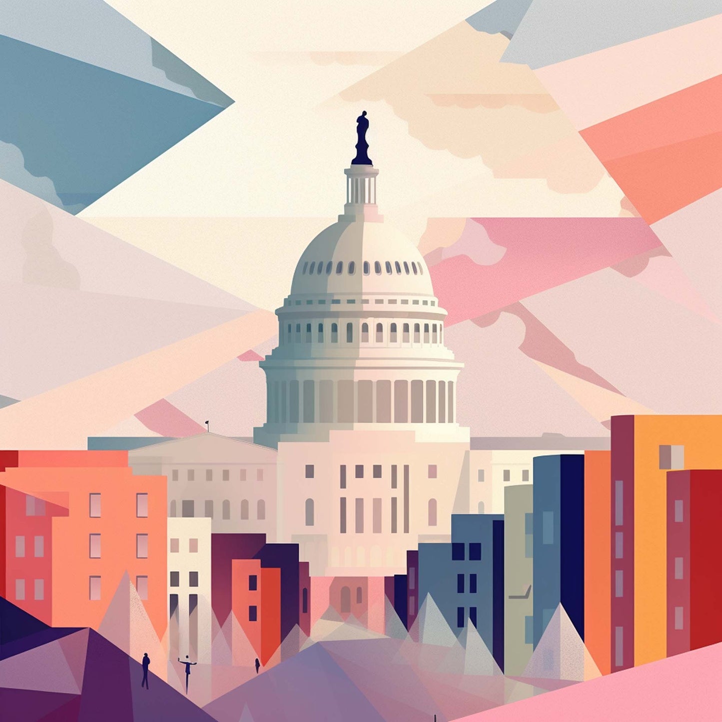 Urbanisto - Washington Kapitol - Wandbild in der Stilrichtung des Minimalismus