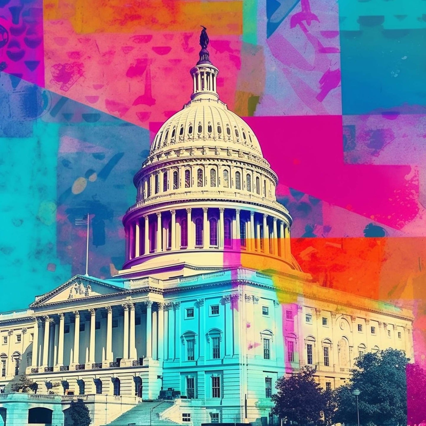 Urbanisto - Washington Kapitol - Wandbild in der Stilrichtung der Pop-Art