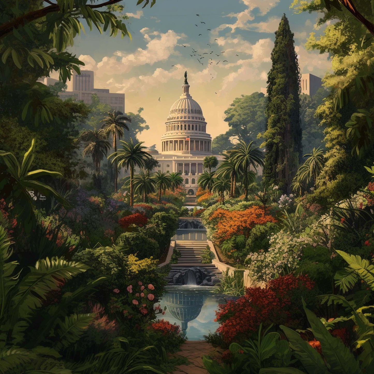 Urbanisto - Washington Kapitol - Wandbild in der Stilrichtung Urban Jungle