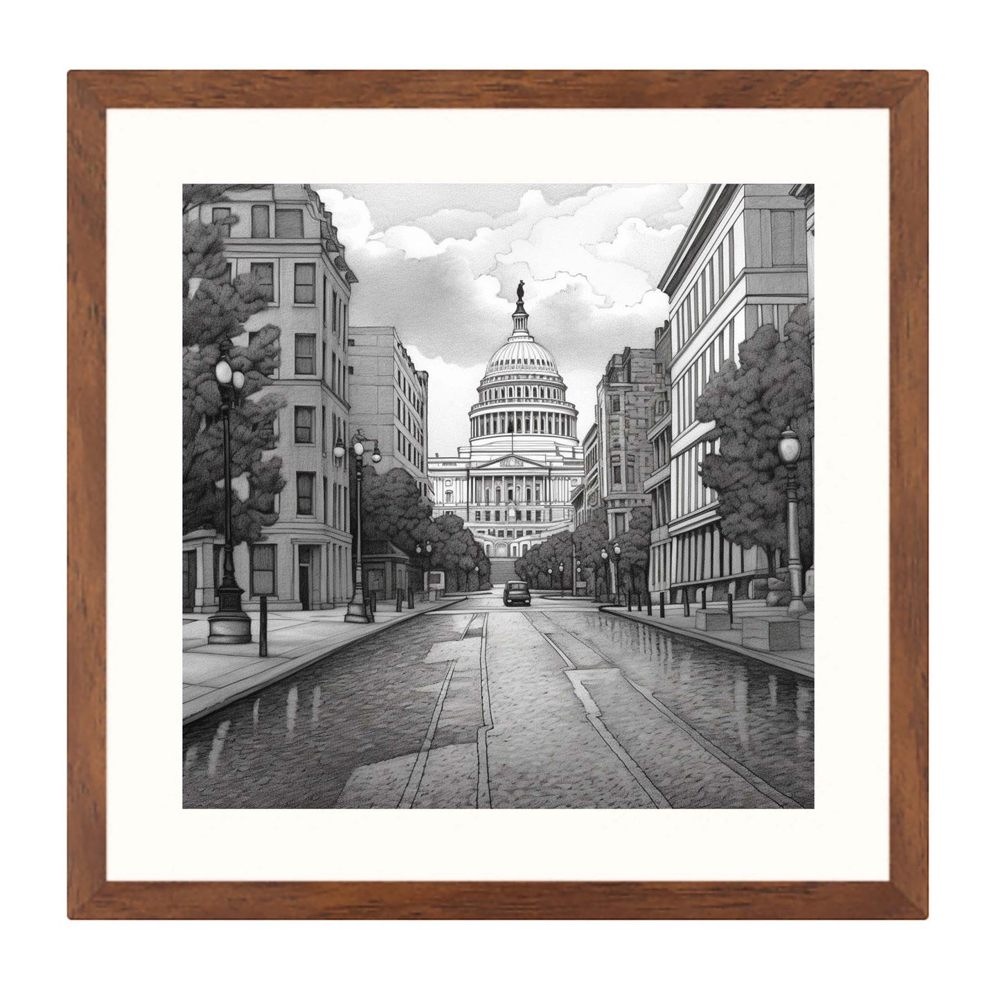 Washington Kapitol - Wandbild in der Stilrichtung einer Zeichnung
