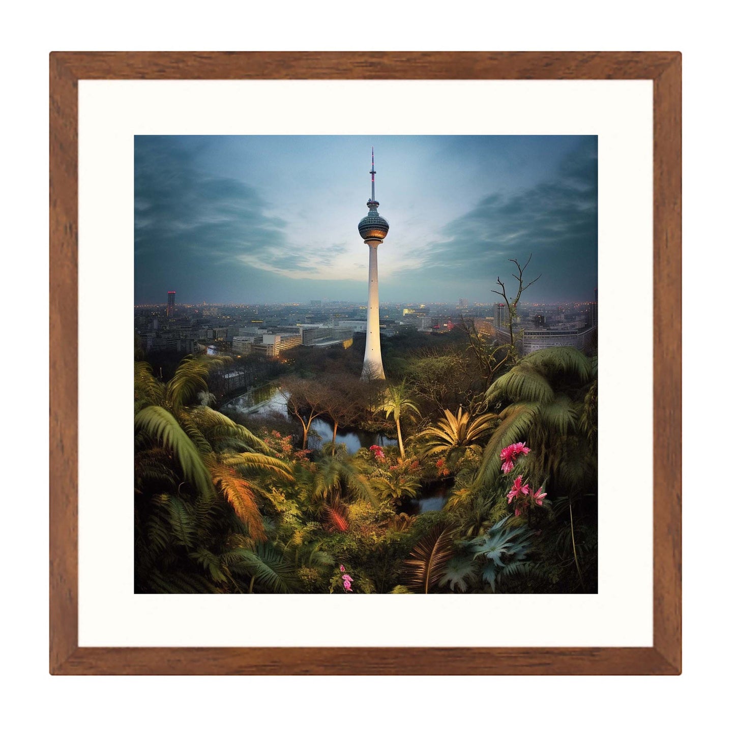 Berlin Fernsehturm - Wandbild in der Stilrichtung Urban Jungle
