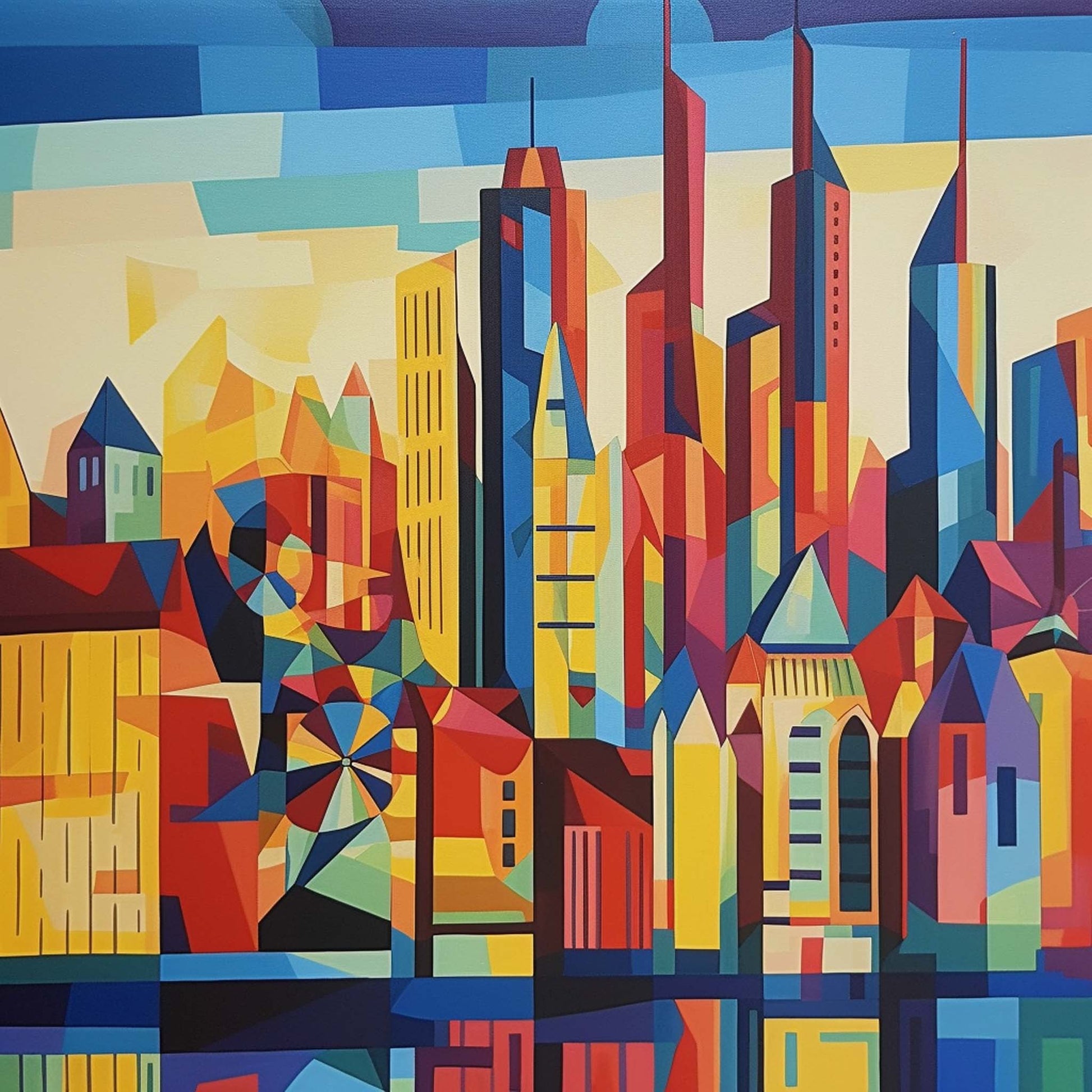 Urbanisto - Frankfurt Skyline - Wandbild in der Stilrichtung des Expressionismus