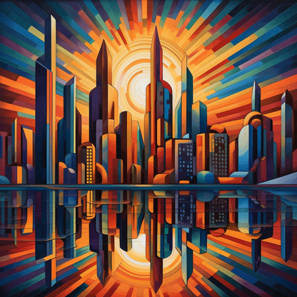 Urbanisto - Frankfurt Skyline - Wandbild in der Stilrichtung des Futurismus