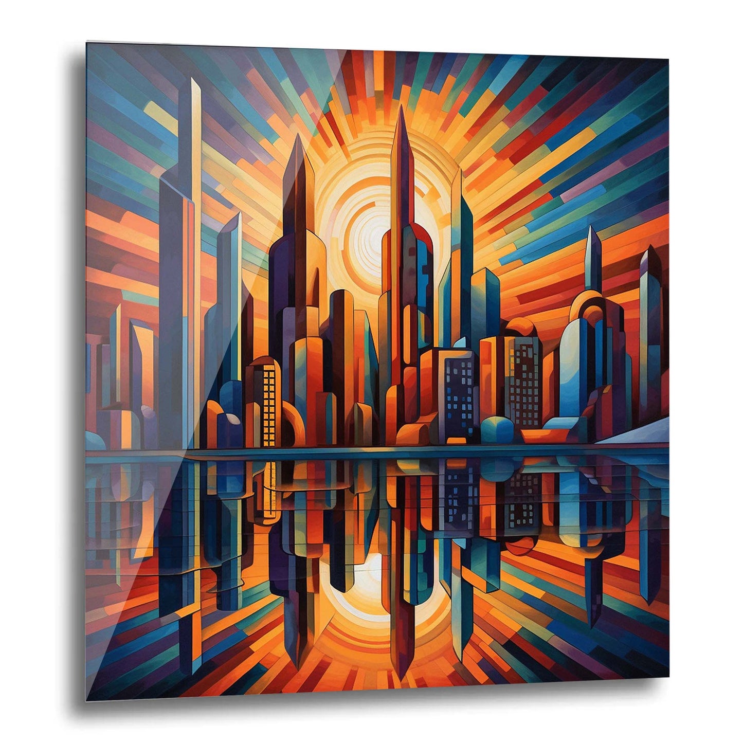 Frankfurt Skyline - Wandbild in der Stilrichtung des Futurismus