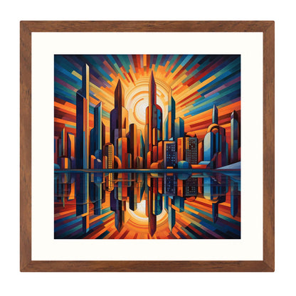Frankfurt Skyline - Wandbild in der Stilrichtung des Futurismus