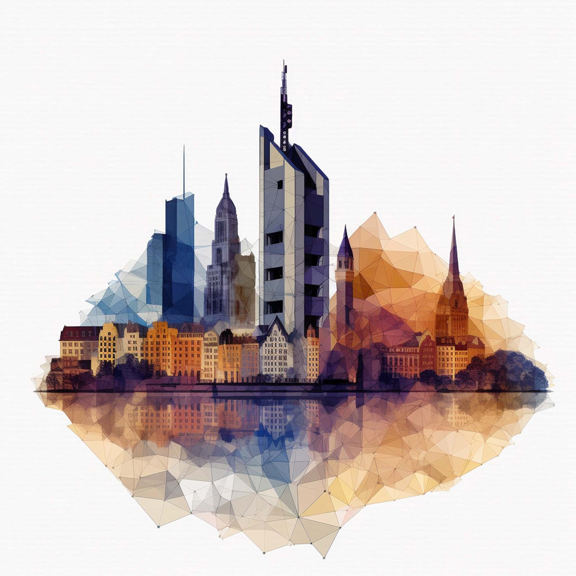 Urbanisto - Frankfurt Skyline - Wandbild in der Stilrichtung des Minimalismus
