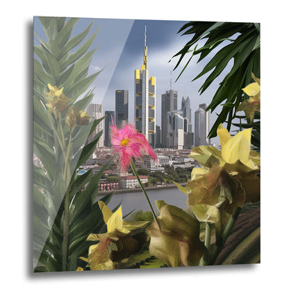 Frankfurt Skyline - Wandbild in der Stilrichtung Urban Jungle