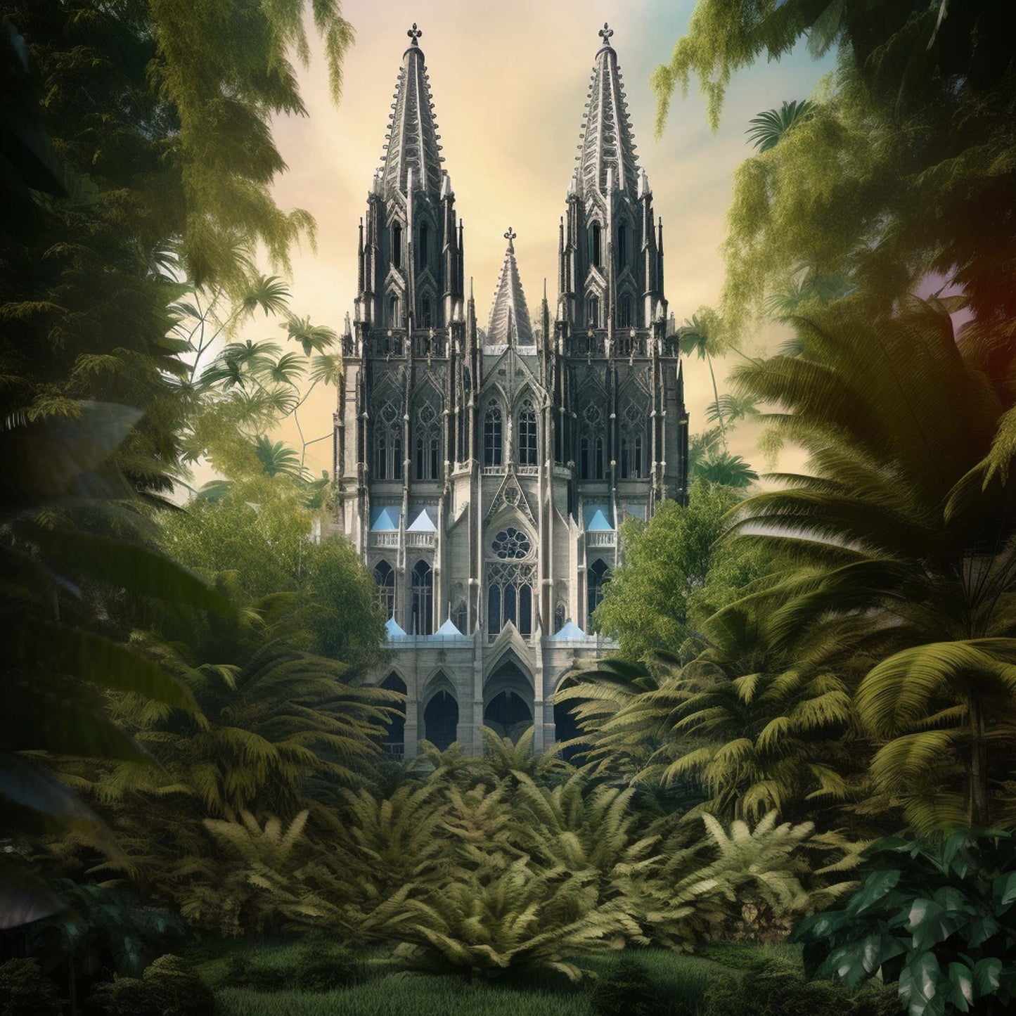 Urbanisto - Kölner Dom - Wandbild in der Stilrichtung Urban Jungle
