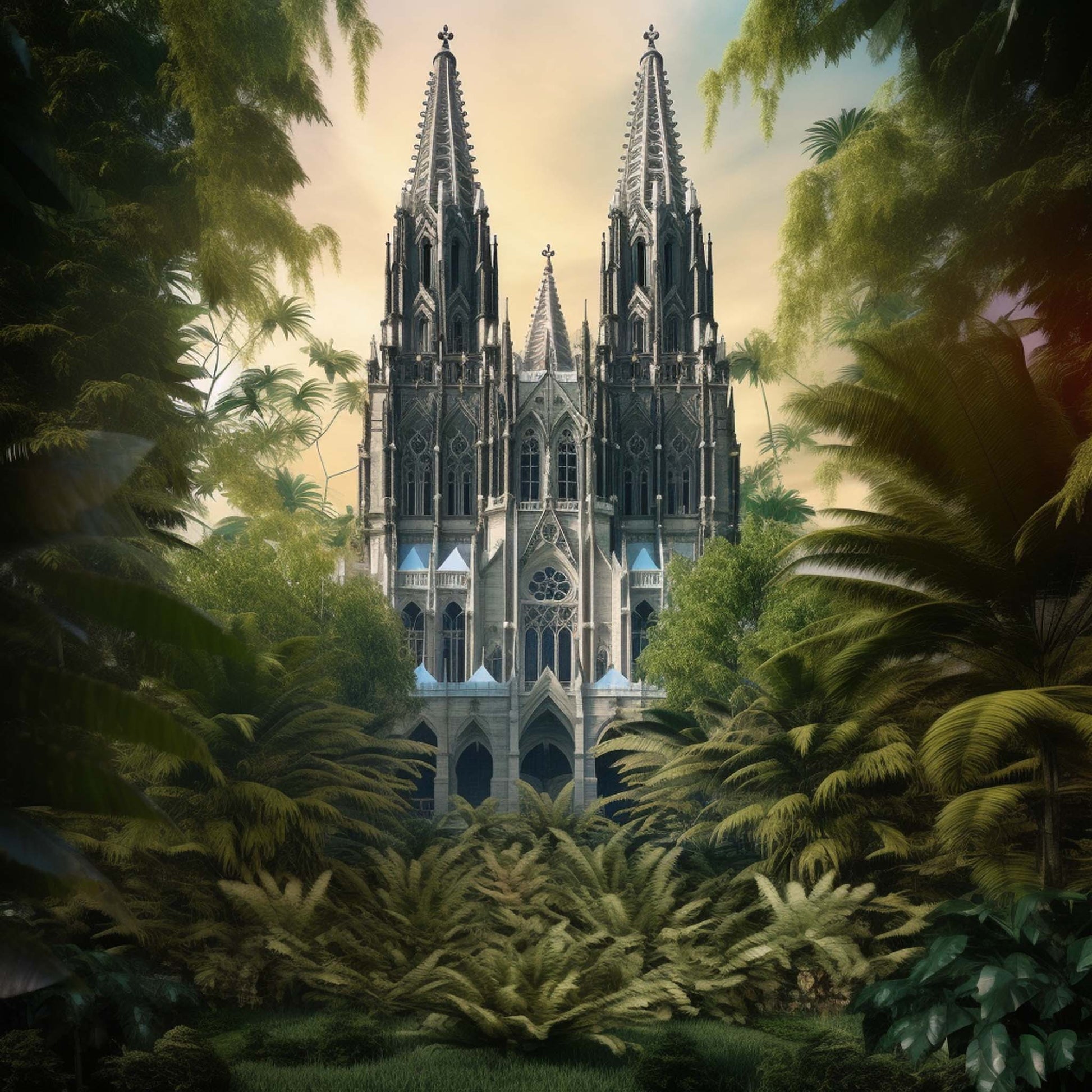 Urbanisto - Kölner Dom - Wandbild in der Stilrichtung Urban Jungle
