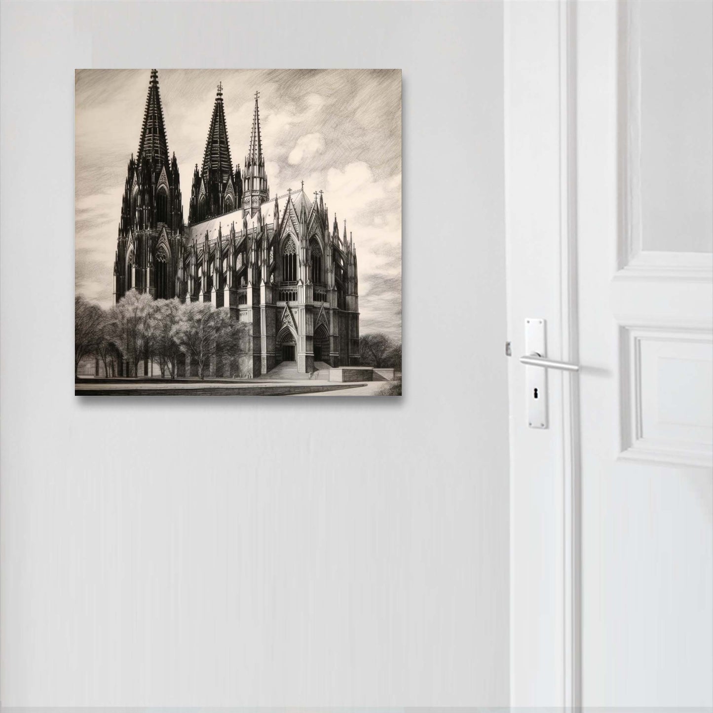 Kölner Dom - Wandbild in der Stilrichtung einer Zeichnung