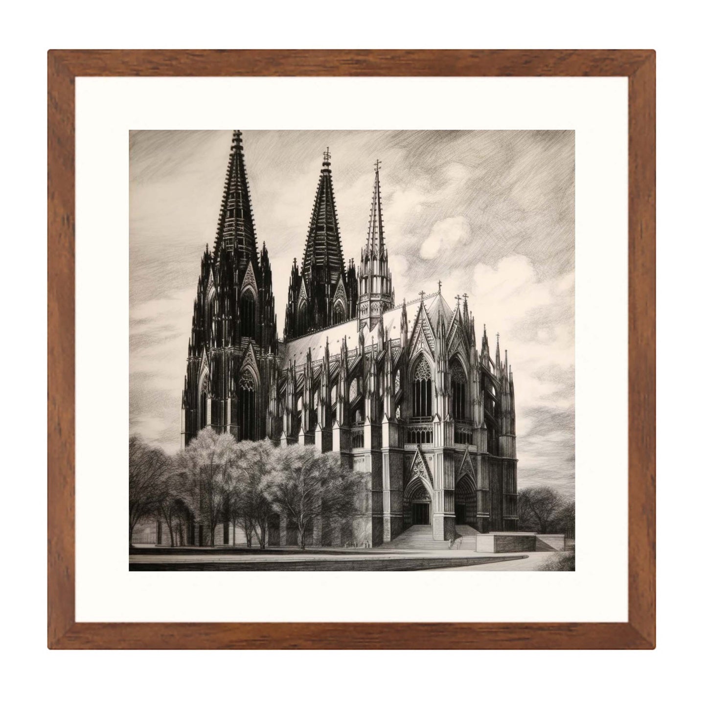 Kölner Dom - Wandbild in der Stilrichtung einer Zeichnung