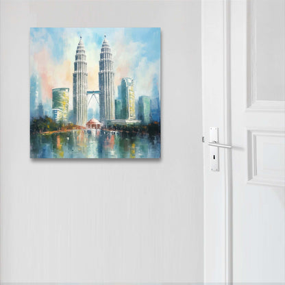 Petronas Towers Kuala Lumpur - Wandbild in der Stilrichtung des Impressionismus