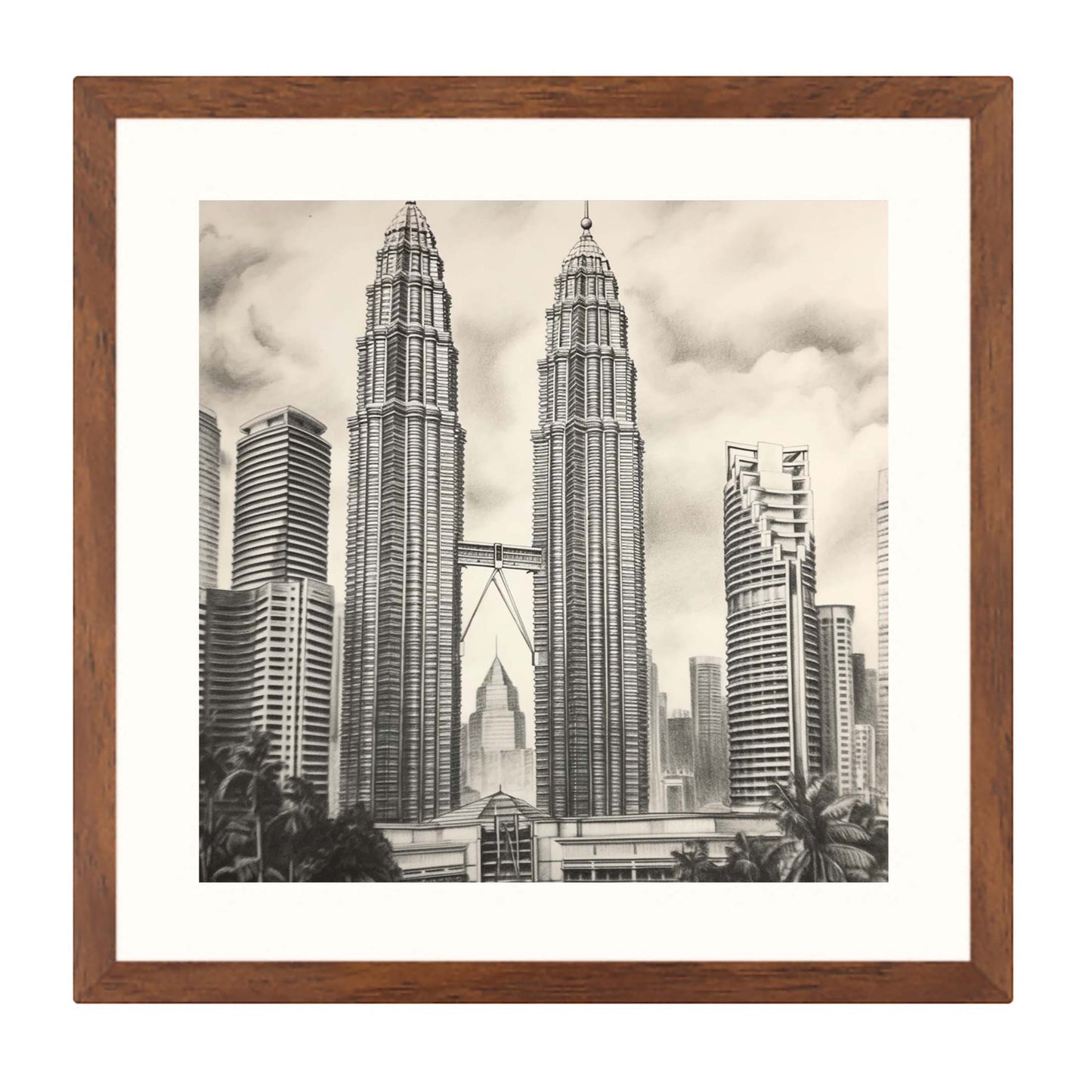 Petronas Towers Kuala Lumpur - Wandbild in der Stilrichtung einer Zeichnung