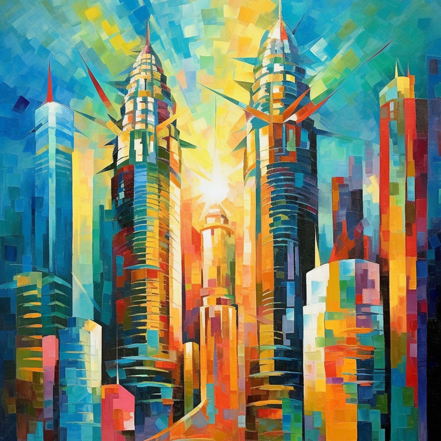 Urbanisto - Petronas Towers Kuala Lumpur - Wandbild in der Stilrichtung des Expressionismus