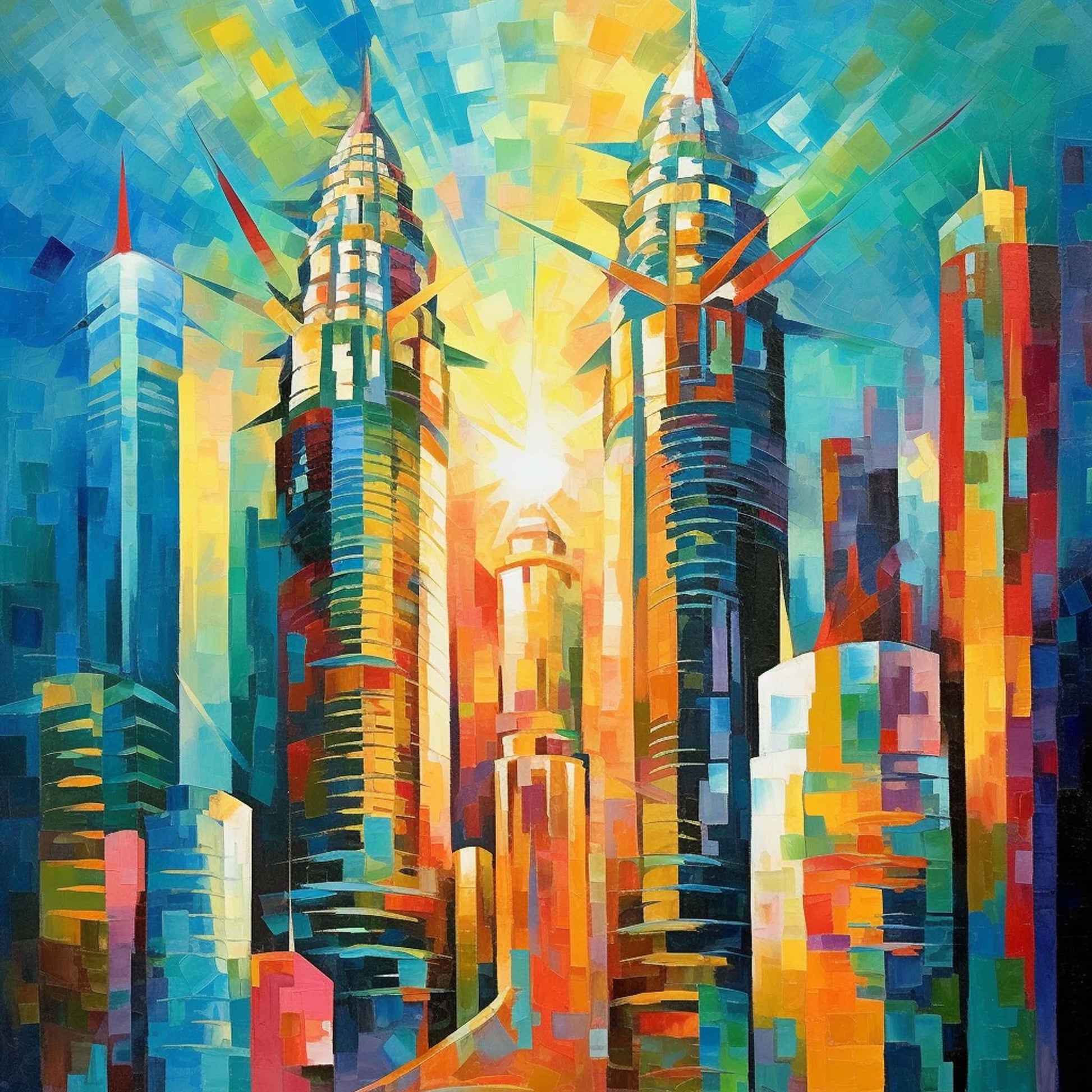 Urbanisto - Petronas Towers Kuala Lumpur - Wandbild in der Stilrichtung des Expressionismus