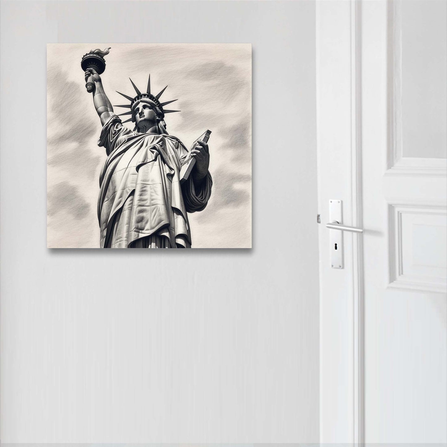New York Freiheitsstatue - Wandbild in der Stilrichtung einer Zeichnung