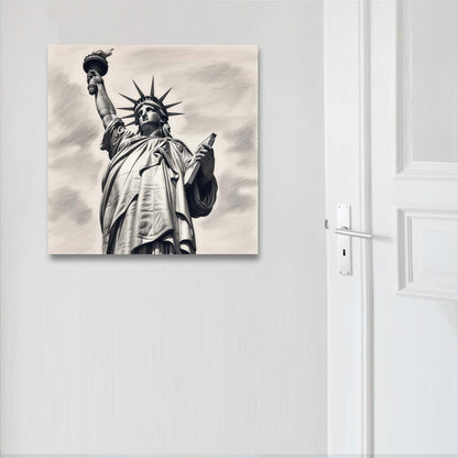 New York Freiheitsstatue - Wandbild in der Stilrichtung einer Zeichnung