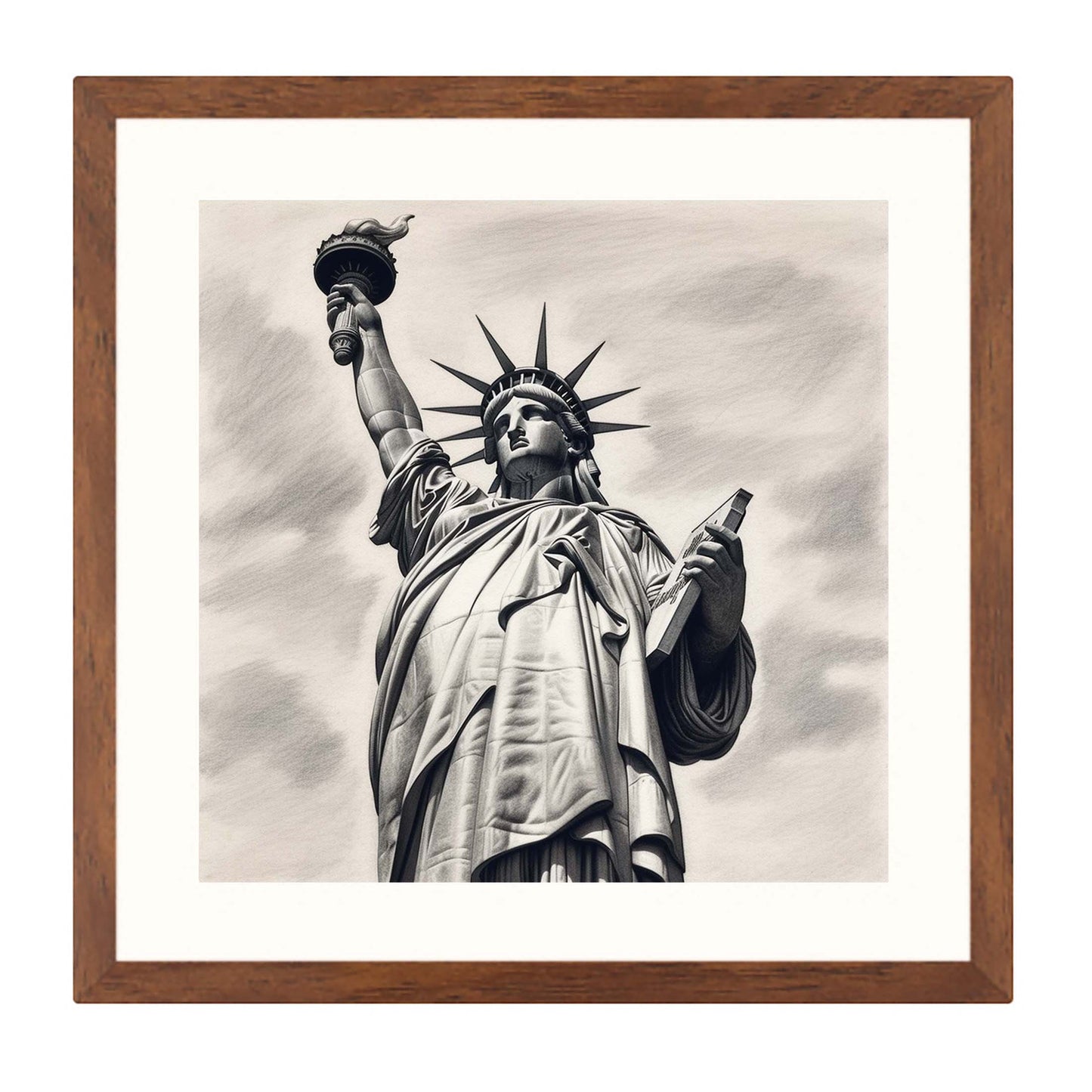 New York Freiheitsstatue - Wandbild in der Stilrichtung einer Zeichnung