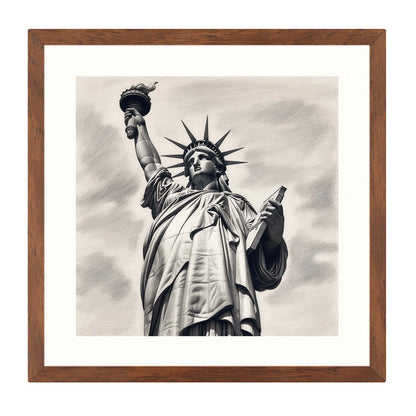 New York Freiheitsstatue - Wandbild in der Stilrichtung einer Zeichnung