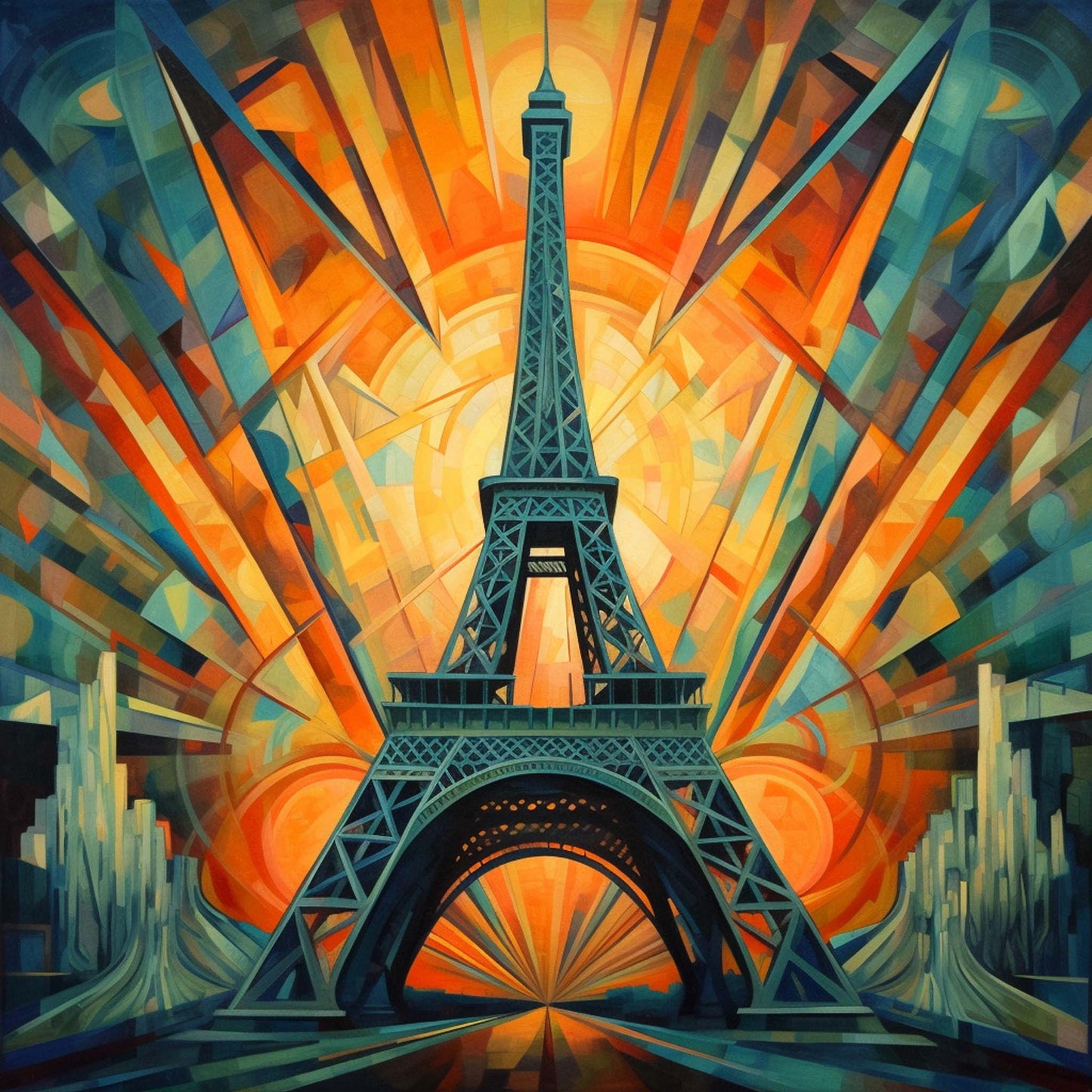 Urbanisto - Paris Eiffelturm - Wandbild in der Stilrichtung des Futurismus