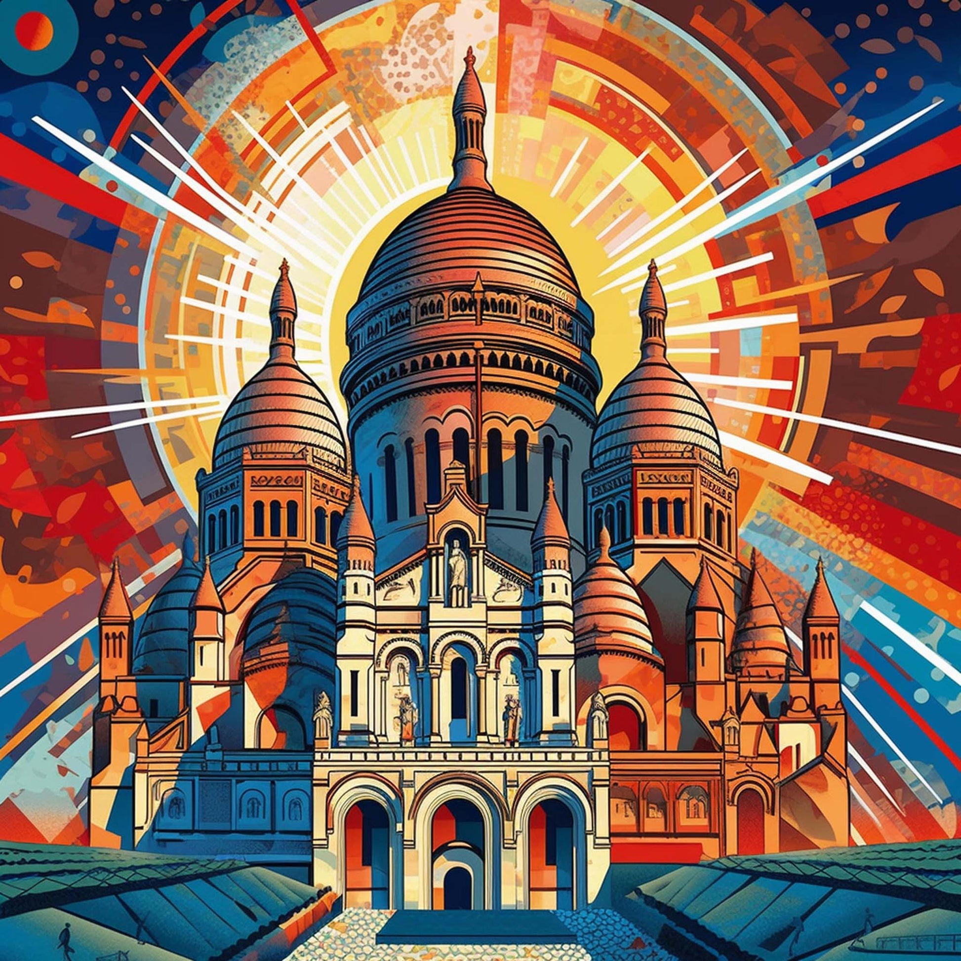 Urbanisto - Paris Sacre Coeur - Wandbild in der Stilrichtung des Futurismus