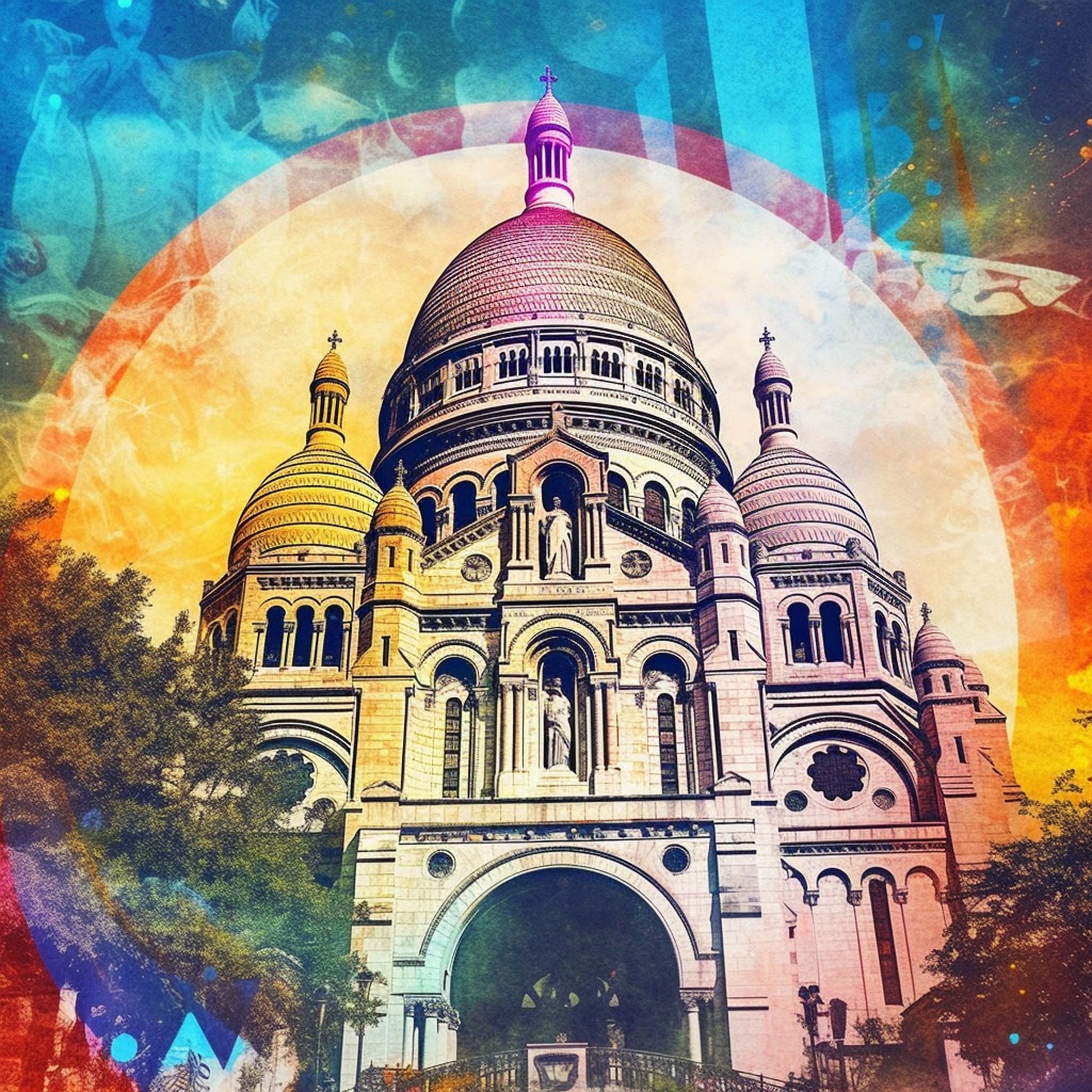 Urbanisto - Paris Sacre Coeur - Wandbild in der Stilrichtung der Pop-Art