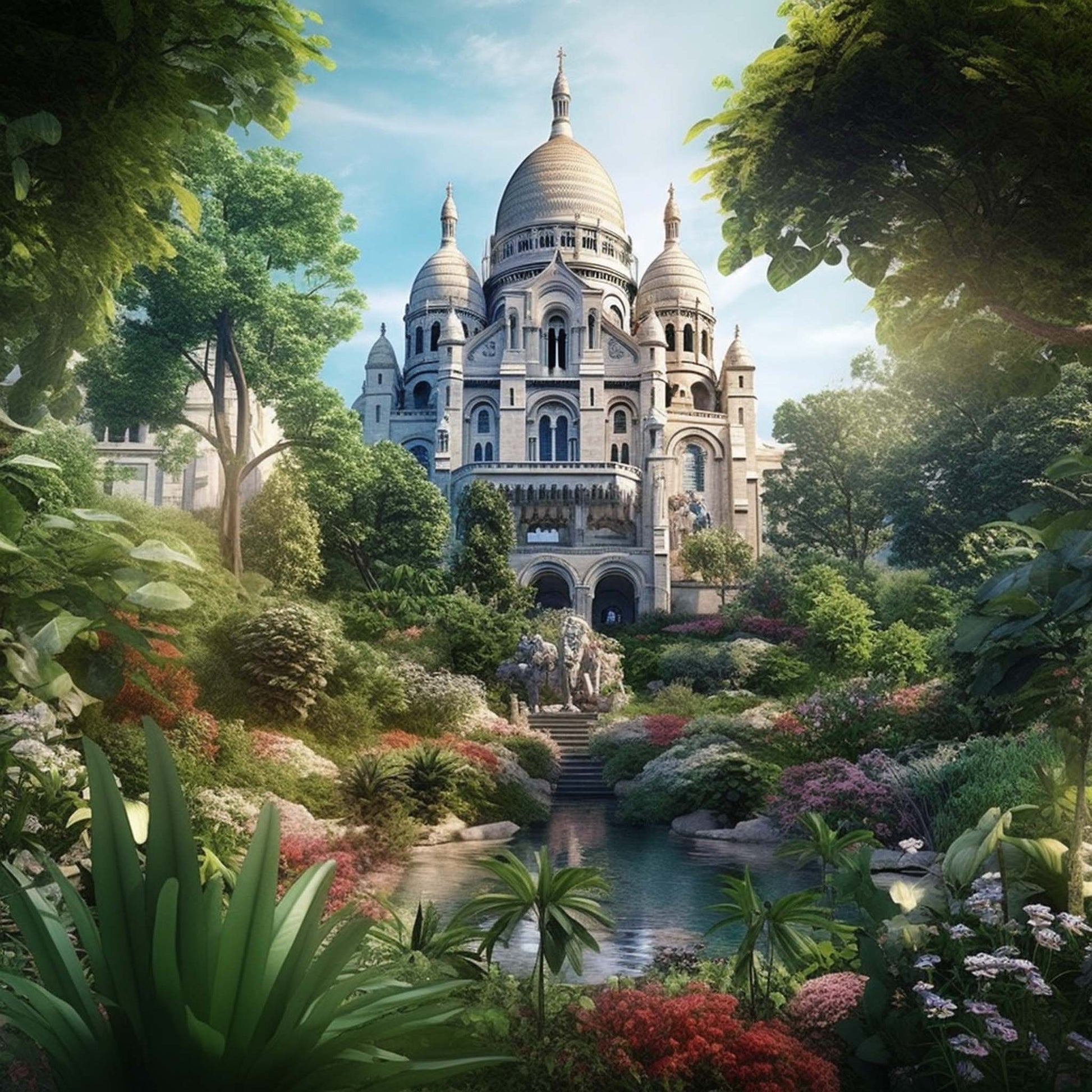 Urbanisto - Paris Sacre Coeur - Wandbild in der Stilrichtung Urban Jungle