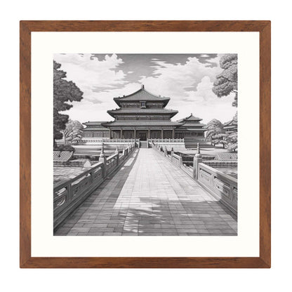 Peking Verbotene Stadt - Wandbild in der Stilrichtung einer Zeichnung