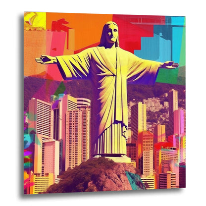 Rio de Janeiro - Christus Statue - Wandbild in der Stilrichtung der Pop-Art