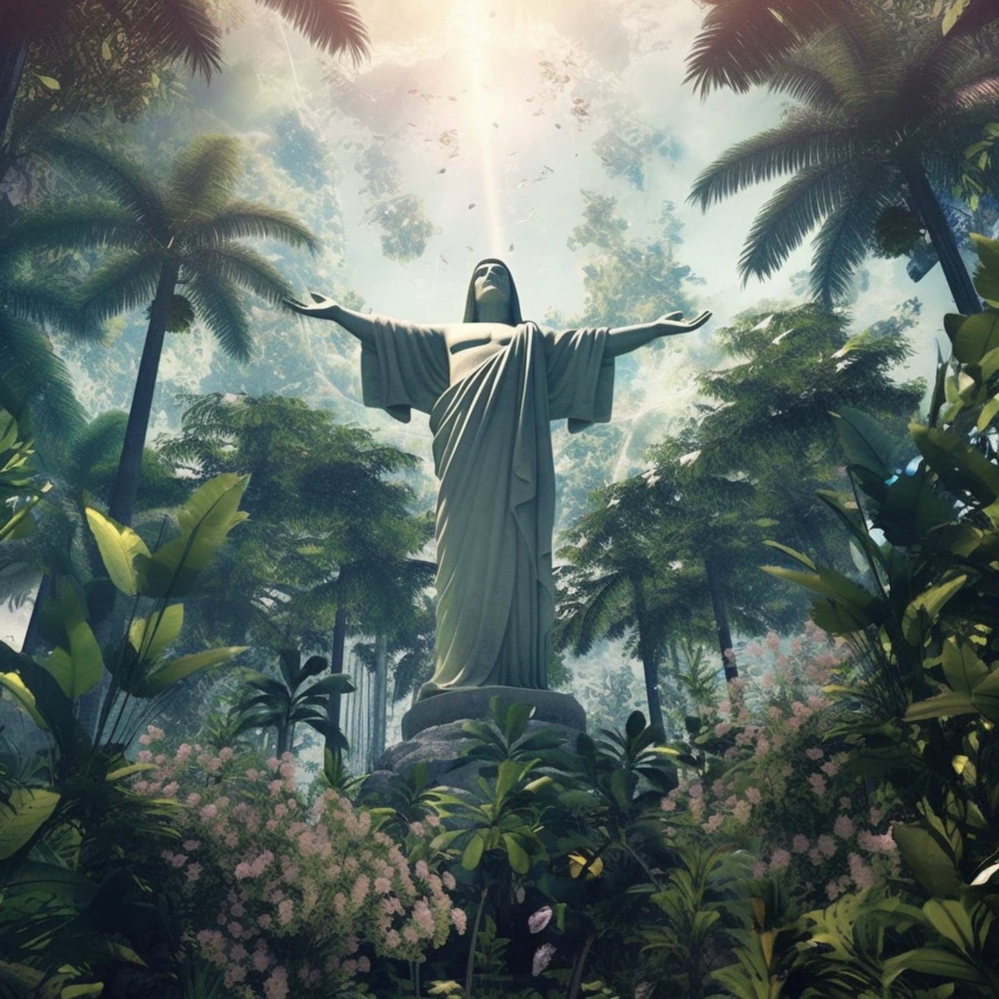 Urbanisto - Rio de Janeiro Christus Statue - Wandbild in der Stilrichtung Urban Jungle