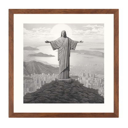 Rio de Janeiro - Christus Statue - Wandbild in der Stilrichtung einer Zeichnung