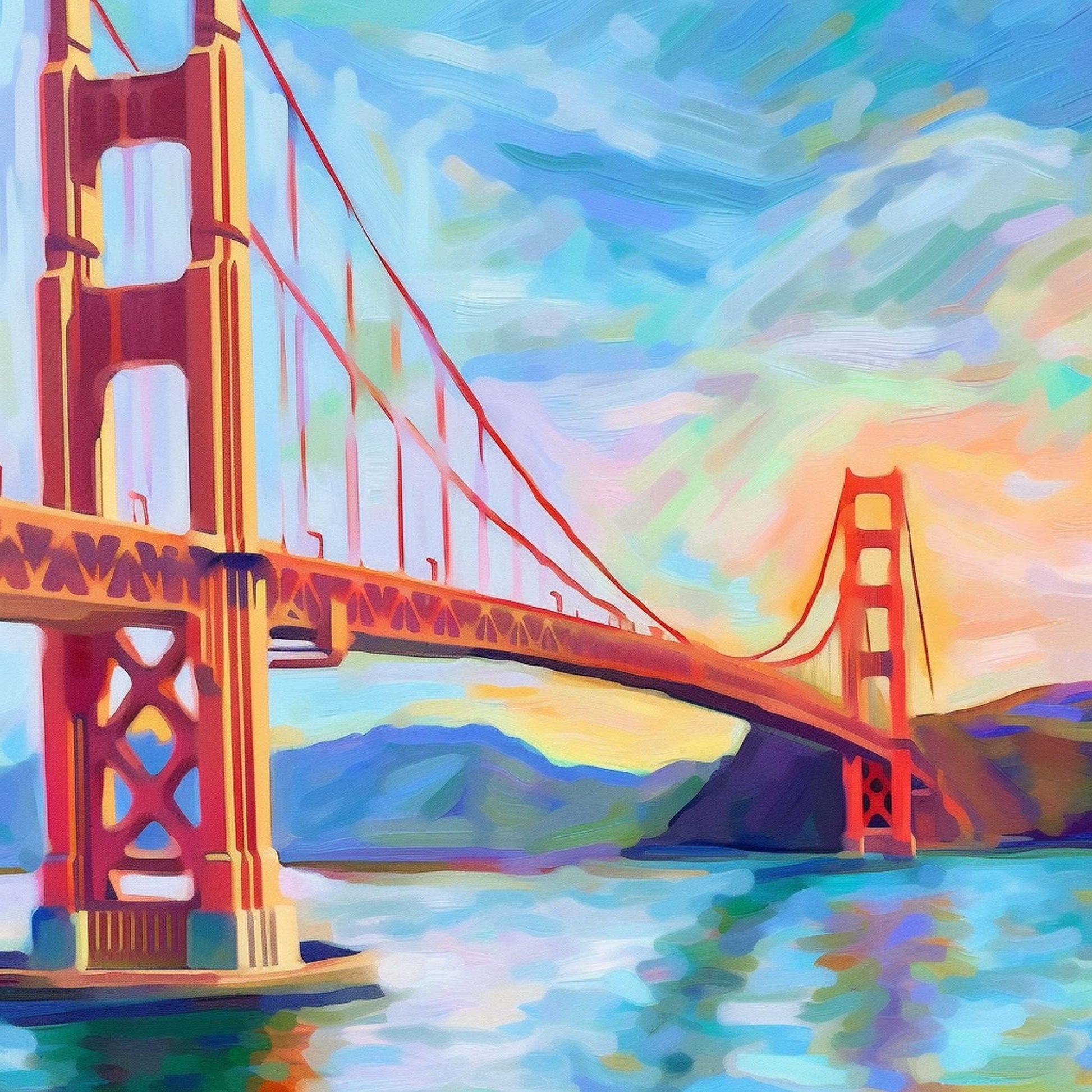 San Fransisco Golden Gate Bridge Golden Gate Bridge - Wandbild in der Stilrichtung des Impressionismus