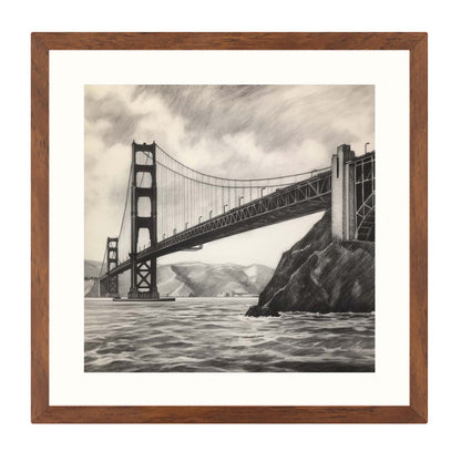 San Fransisco Golden Gate Bridge - Wandbild in der Stilrichtung einer Zeichnung