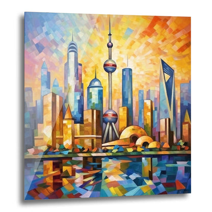 Shanghai Skyline - Wandbild in der Stilrichtung des Expressionismus