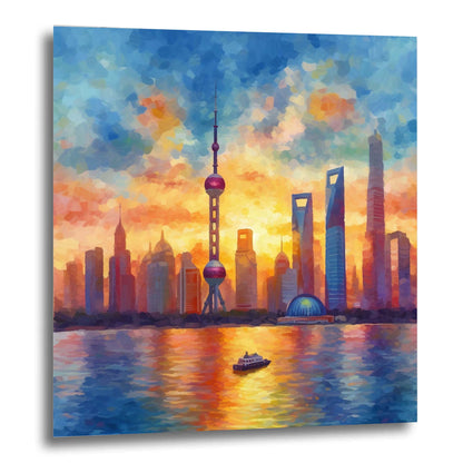 Shanghai Skyline - Wandbild in der Stilrichtung des Impressionismus