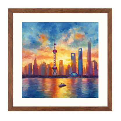 Shanghai Skyline - Wandbild in der Stilrichtung des Impressionismus