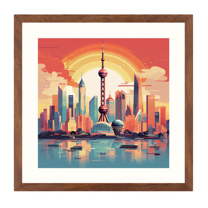 Shanghai Skyline - Wandbild in der Stilrichtung des Minimalismus