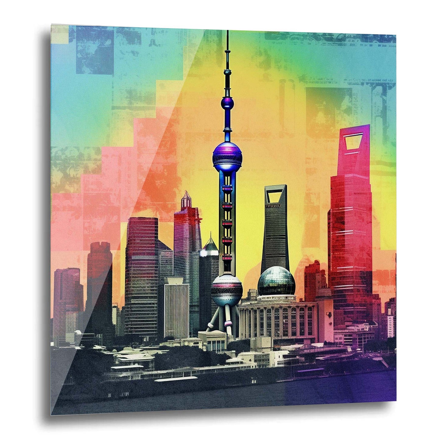 Shanghai Skyline - Wandbild in der Stilrichtung der Pop-Art