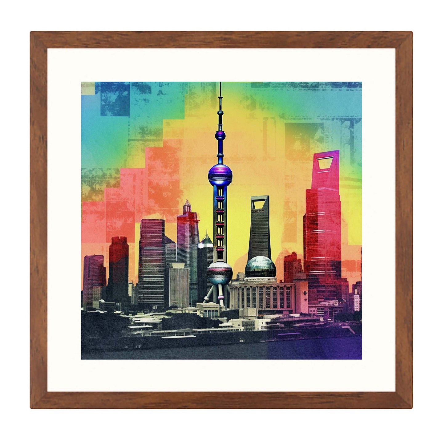Shanghai Skyline - Wandbild in der Stilrichtung der Pop-Art